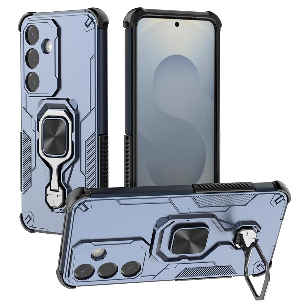 For Samsung Galaxy S25+ Case Rotatable Ring Kickstand PC+TPU Shockproof Phone Cover