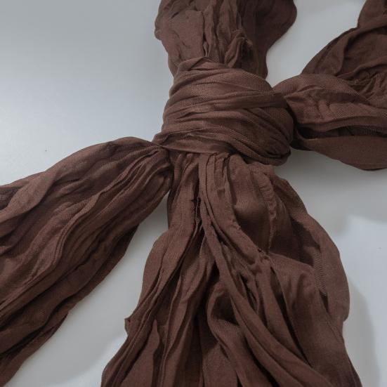 Women Scarf Retro Pleated Design Thin Scarf Soft Flax Shawl Scarf Daily Wear Outdoor Activities Versatile Accessory