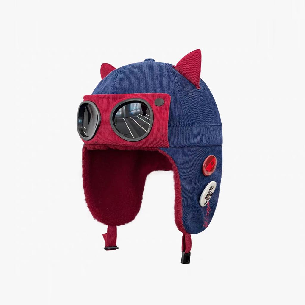 Очки-пилоты шапка с защитой ушей кошачьи ушки мужская и женская зимняя бархатная теплая леопардовый принт вельветовая велосипедная хлопковая шапка