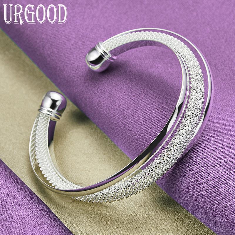 Ювелирные изделия из открытого браслета из стерлингового серебра 925 пробы с большой сеткой