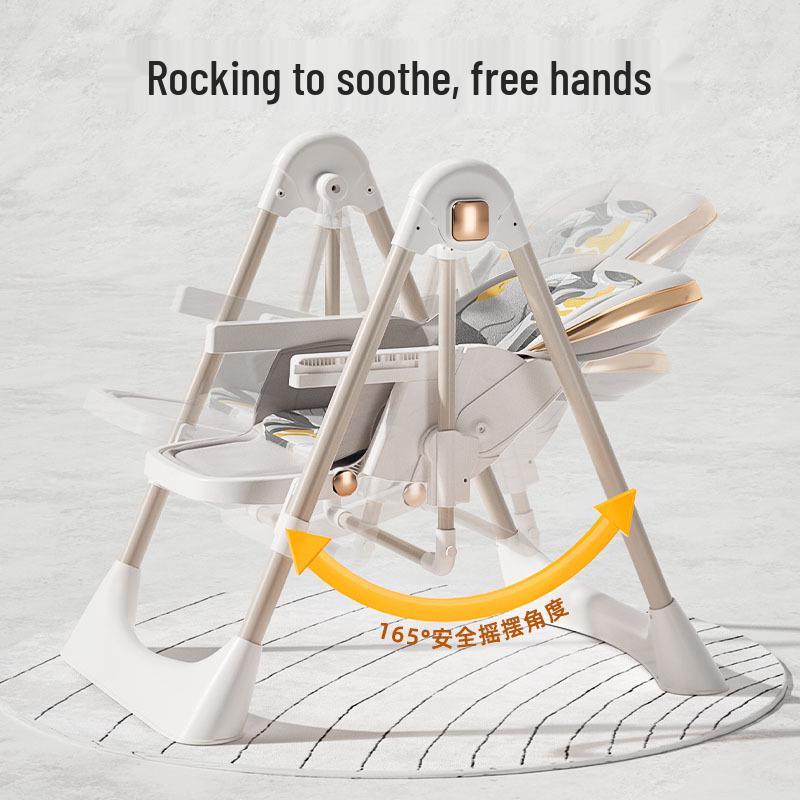 Multifunctional Baby High Chair (0-6 Years): Foldable, Convertible To Rocker, Recline & Sit Positions for Dining & Rest.