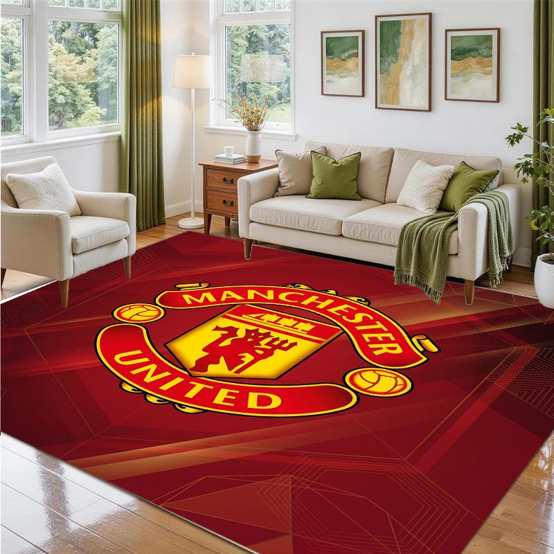 Manchester United Design Crystal Velvet Rug Soft Decorative Mat for Bedroom Entrance