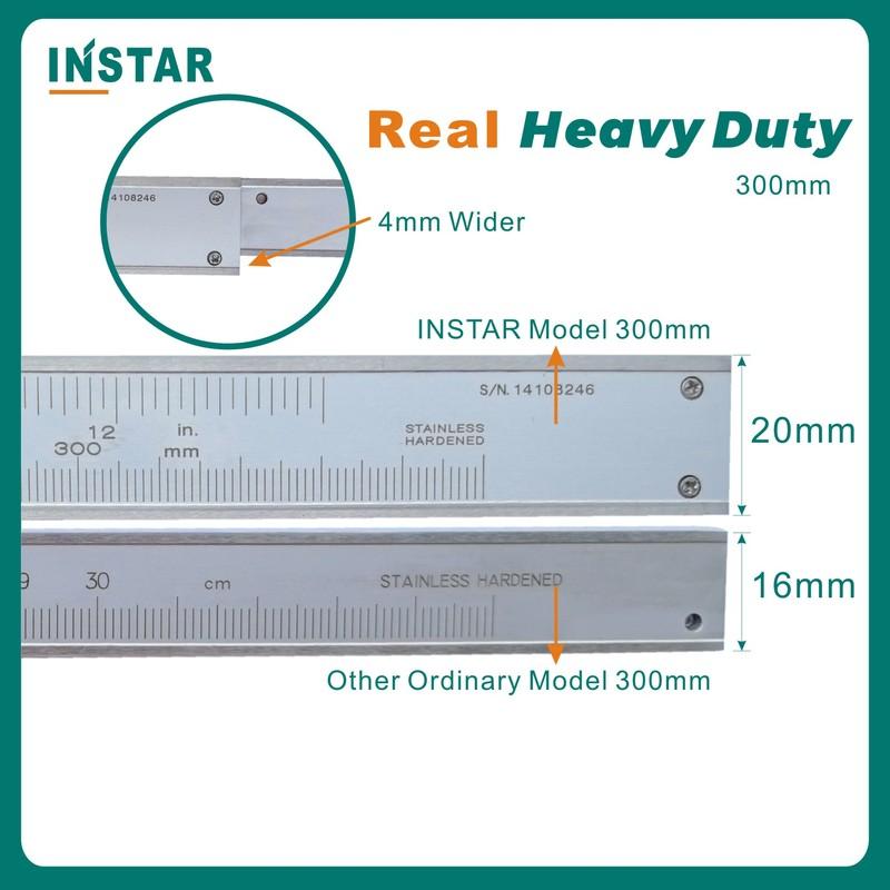 INSTAR Vernier Caliper Mono-Block Stainless Steel 150mm/6" DIN Standard 200mm/8" with Fine Adjustment 300mm/12"