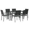 VidaXL 7 Pcs Garden Dining Set Cushions Wicker Steel 3187022