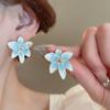 Sweet Hibiscus Dropped Glaze Flower Stud Earrings For Women Girl French Ins Vintage 2025 Fashion Korean Wedding Romantic Jewelry Gifts