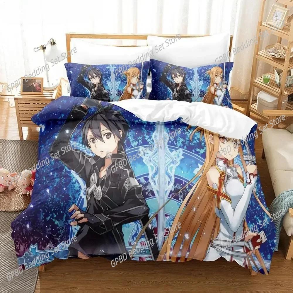 Аниме Sword Art Online 3D НОВЫЙ Пододеяльник Наволочка Комплект Постельного Белья Взрослый Мальчик Девочка Декор Спальни Детский Односпальный Двуспальный Большой