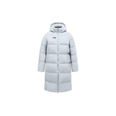 Li Ning Campus Series однотонная длинная куртка с капюшоном и логотипом унисекс верхняя одежда светло-серая YYMT079-2
