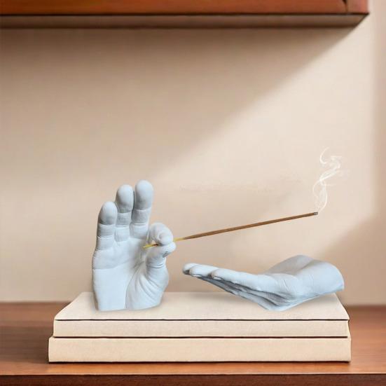 Hand Incense Stick Holder Ash Catcher Resin Gesture Incense Burner Home Office Meditation Yoga Relaxation Home Office Decoration Ornament
