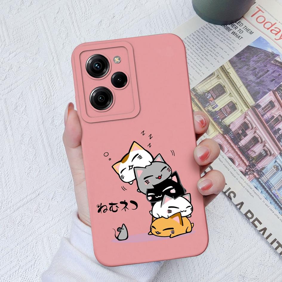 Phone Case For Xiaomi Poco M4 Pro X5 Pro C40 C50 C55 X3 X4 M3 Cute Shockproof Soft Liquid Silicone Matte Cover Cartoon Pattern For Xiaomi Poco Bumper