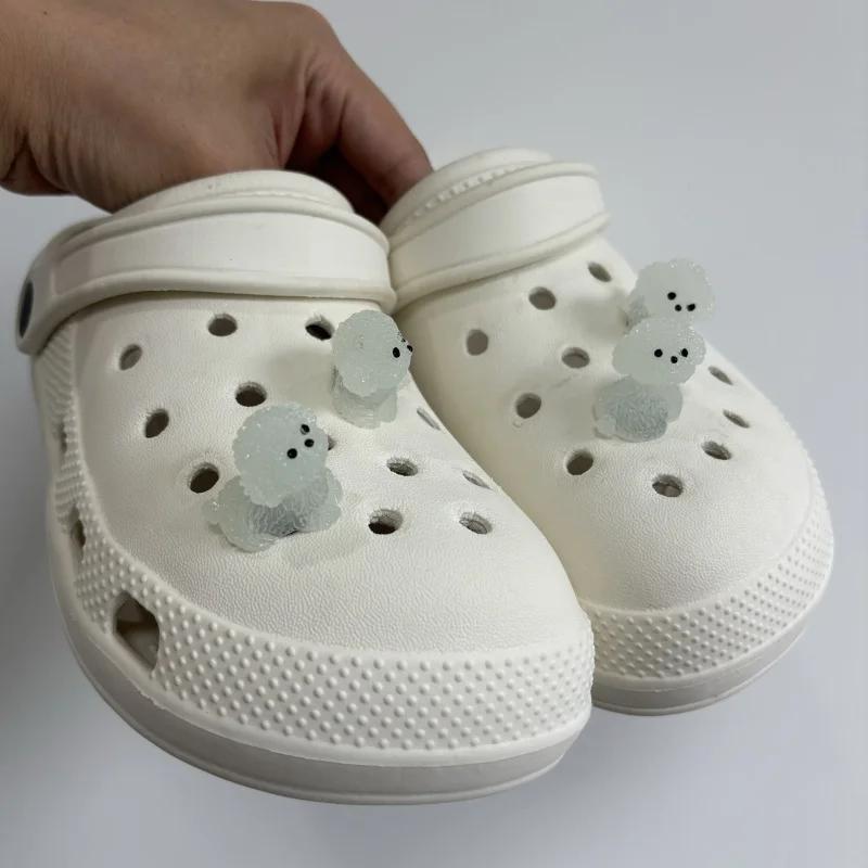 4Pcs/Set Luminescence 3D Cute Puppy Shoe Charms DIY Decoration for Clogs And Sandals Perfect Holiday Xmas Gifts Shoe Accessories