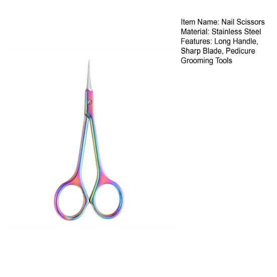 Ножницы для ногтей из нержавеющей стали с длинной ручкой, острыми тонкими лезвиями, многофункциональные, для ресниц, бровей, сухой кожи, педикюра, маникюра, ухода за кожей