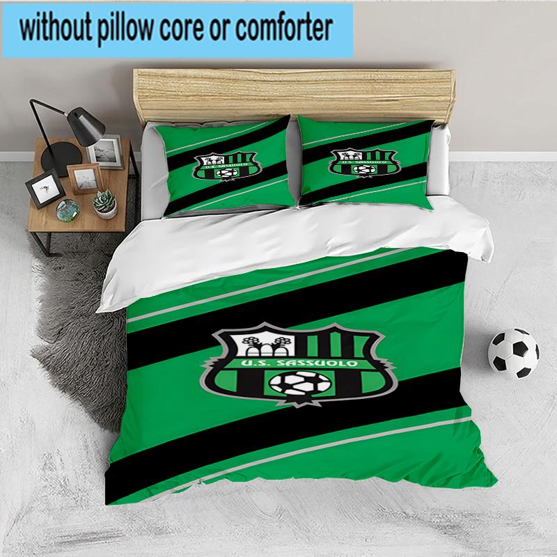 3PCS Sass-uolo Football Crest Bedding set,Ideal for1pc Duvet Cover And 2pcs Pillowcases Perfect for Christmas gift,Ideal for Bedroom, Dormitory