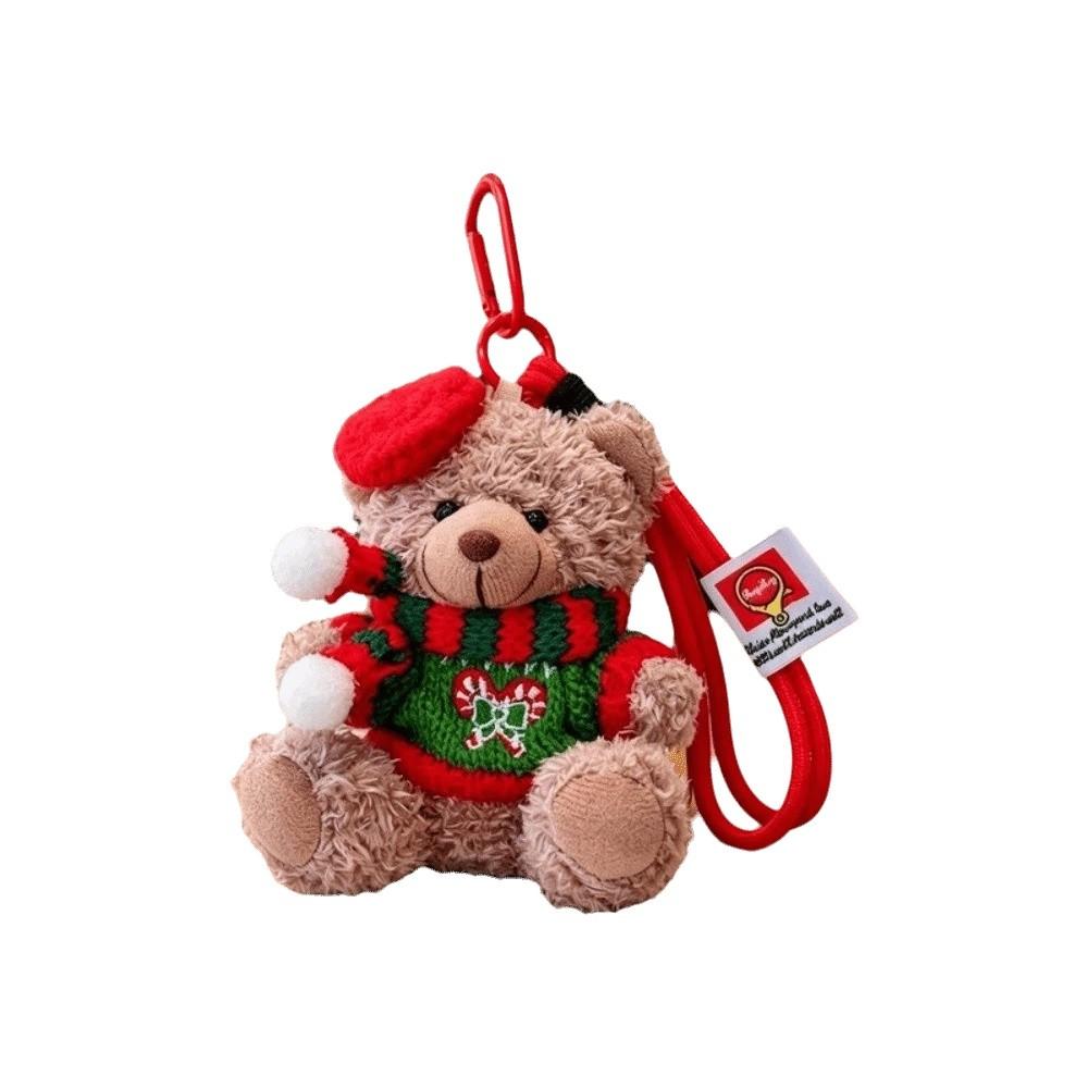 Soft Plush Plush Bear Keychain Knitted Sweater Cartoon Bag Charm Festival Gathering