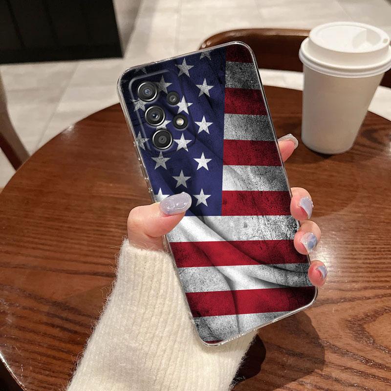 American USA Flag Eagle For Samsung Galaxy A55 Case A54 A52 A53 5G A15 A14 A13 A21S A23 A51 A34 A35 A33 A32 A72 A71 Phone Cover