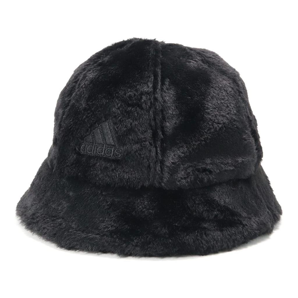 Adidas 128 AD FAKE FUR METRO HAT Bucket Hat with Fur Boa, Exclusive To ONSPOTZ, Black/Black, Large