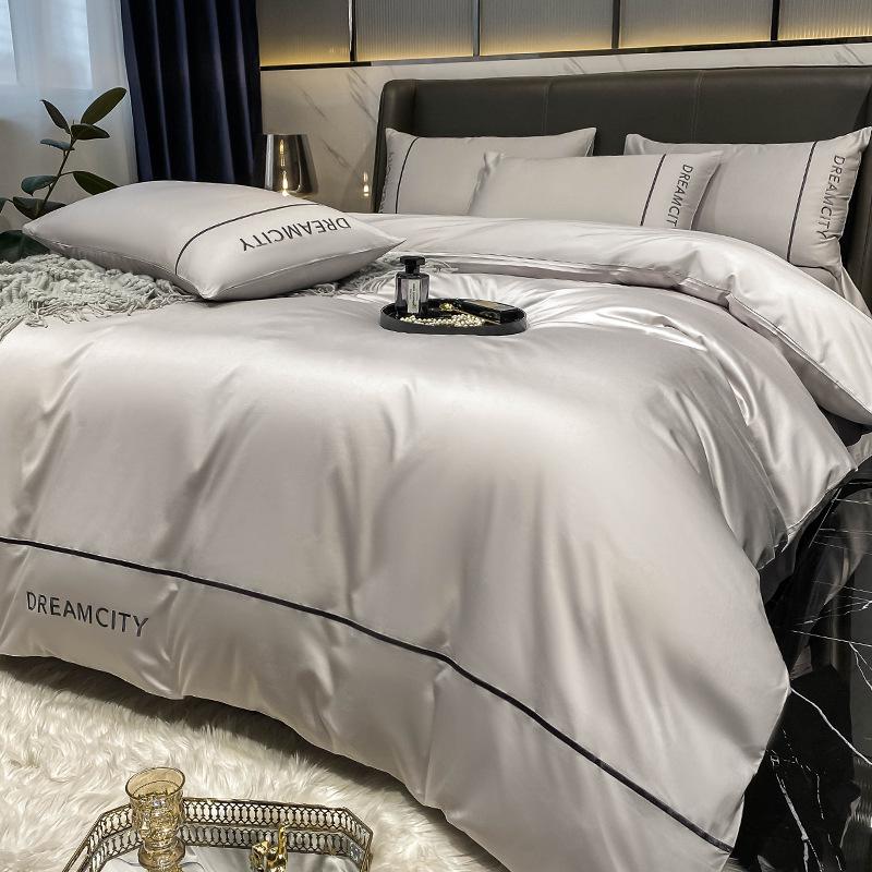 Роскошный комплект из 4 предметов из длинноволокнистого хлопка Синьцзяна: Осенне-зимние простыни, пододеяльники и постельные принадлежности