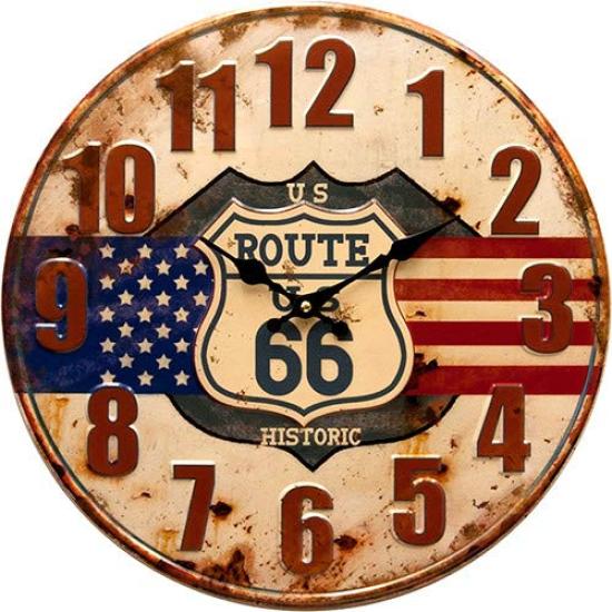 Akizuki Trading Настенные часы US Route66 Антикварные часы с тиснением HLCQ5424 Co., Ltd. 40 см × Г 3 см