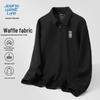JEANSWEST LIFE Men's Waffle Knit Long-Sleeve Polo Shirt