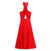 Kaslead New Arrival Women's Clothing Fashion Style Small Pleated Intimates Style Hanging Collar Dress 3564111 420