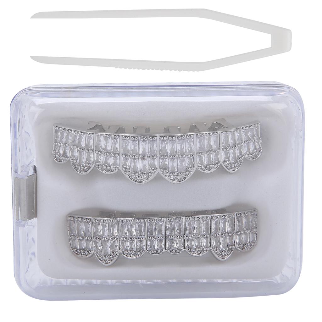 GoldPlated Brass Hip Hop False Teeth Set Halloween Festival Teeth Decoration Brace(Gold )
