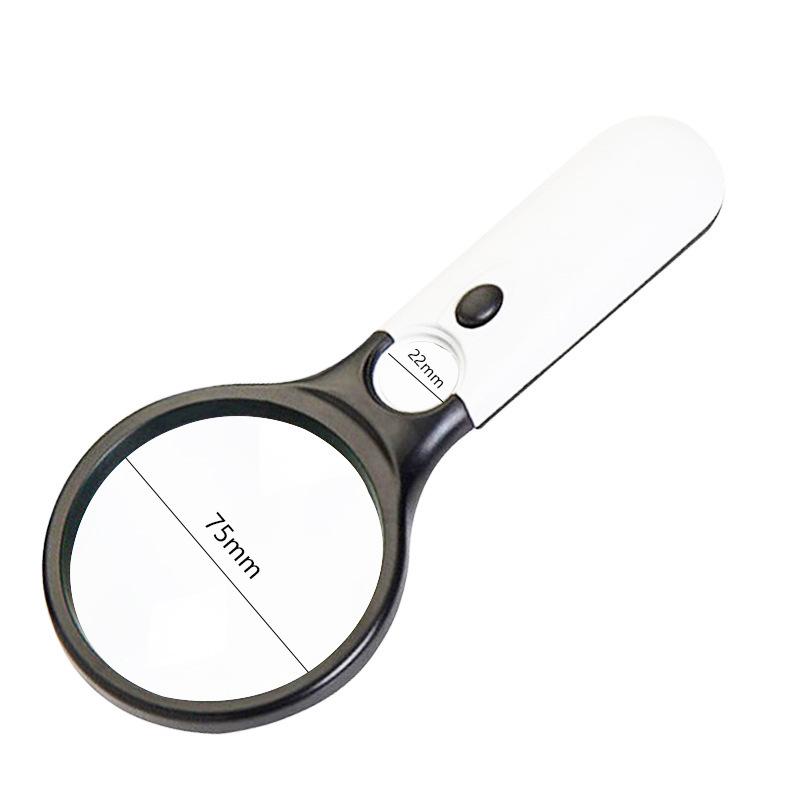 Лупа для чтения Chuda 3LED с 4 вариантами цвета, модель 6902AB, 45-кратная двойная линза, 75 мм