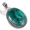 Natural Malachite Gemstone 925 Sterling Silver Jewelry Pendant 2.13" d8A32