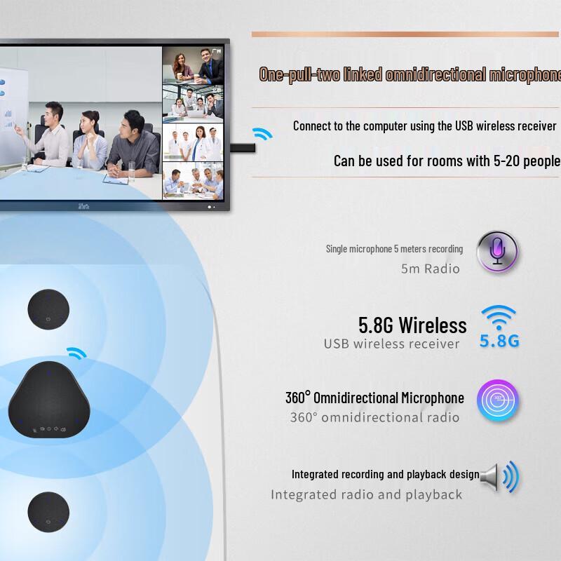 YSX 5.8G Wireless Video Conference Speakerphone YSX-NT912S (CN version)