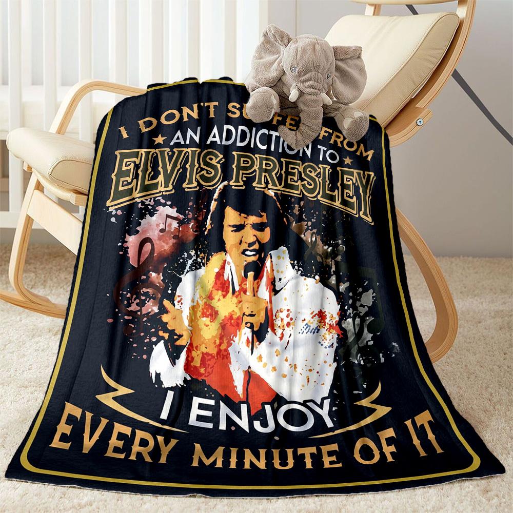 Elvis Presley Fan Quote Blanket Soft Warm Cozy Perfect for Picnics Office Chair Bedding for All Occasions Playful Design