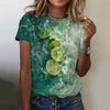 Summer Street Top Fashion Printed Fruit Pattern T-Shirt Women's Loose Round Neck Short Sleeve T-Shirt