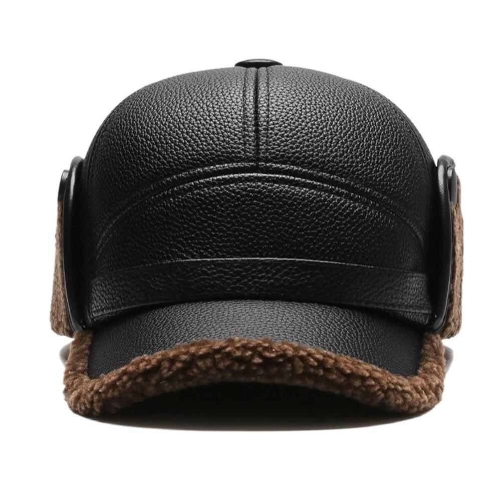 Утолщенная защитная шапка из искусственной кожи, ушанки, модная мужская бейсболка для пожилых людей