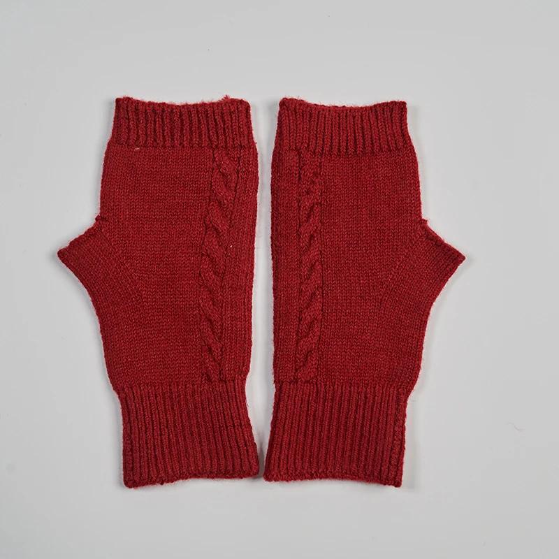Женские зимние вязаные митенки кашемировые короткие без пальцев на запястье с перекрутом согревающие руки эластичные варежки для девочек