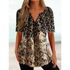 Trendy And Cool Women's Summer Loose V-neck Pullover Short-sleeved Button Printed T-shirt
