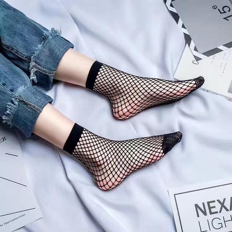 Chic Streetwear Women's Harajuku Black Breathable Knot Lace Fishnet Socks.Sexy Hollow Out Mesh Nets Socks Ladies Girl's Bow Sox
