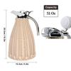 1.5L Capacity Insulated Coffee Pitcher Handwoven Rattan Body Woven Rattan Carafe  Kitchen Counter