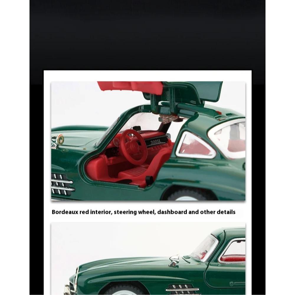 1/32 Scale Benz 300SL Classic Car Alloy Car Diecast Model Sound & Light Toy Car Central Control Ornaments Children Toy Gift