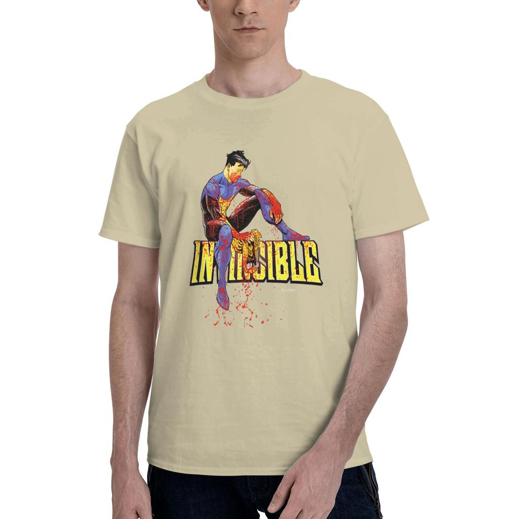 НЕПОБЕДИМЫЙ   Хлопковая футболка с логотипом в виде брызг крови для мужчин Летние футболки Дышащая модная футболка Оверсайз Свободная одежда