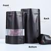 Matte Black Front Frosted Window Stand Up Ziplock Mylar Coffee Tea Dry Nut Food Packaging Custom Digital Printing Bag