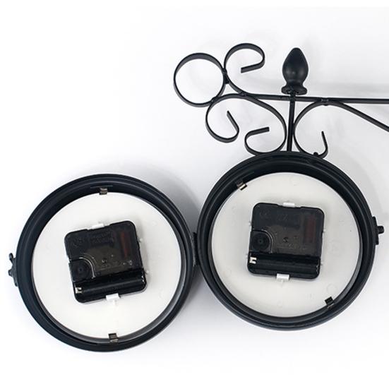 Retro Double Sided Iron Wall Bracket Clock Office Home Living Room Decoration