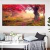 Landscape Forest Autumn Tree Red Leaves Canvas Painting Posters and Prints Wall Art Pictures Living Room Home Decor No Frame