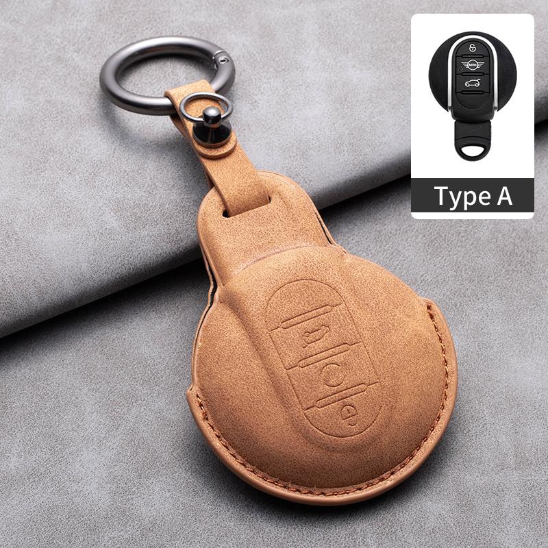 Suede Leather Car Remote Key Case For BMW MINI COOPER S ONE JCW F54 F55 F56 F57 F60 CLUBMAN COUNTRYMAN Keychain Auto Accessories