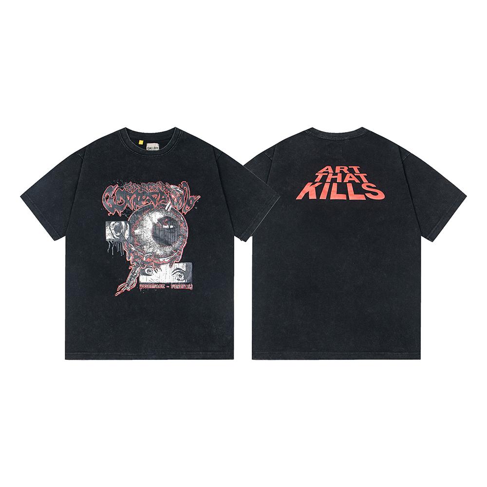 Летняя оверсайз футболка Gallery Dept "Art That Kills" с принтом глаза для мужчин и женщин Streetwear