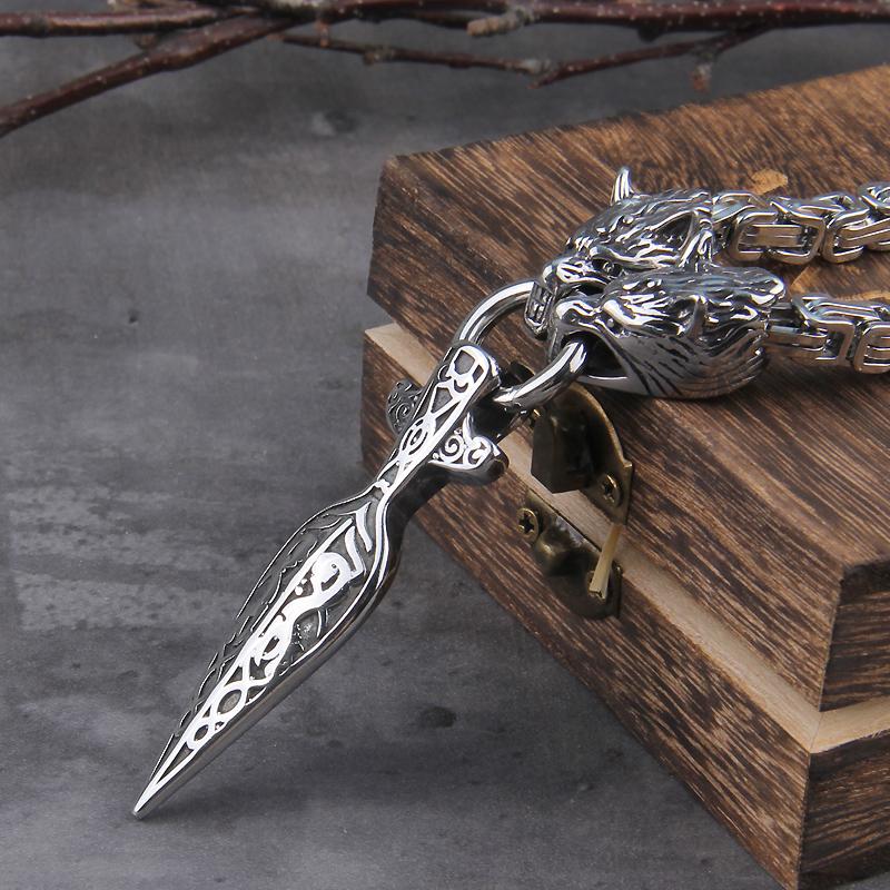 Never Fade Men Celtic Wolf Necklaces Viking Vegvisir Amulet Spear Pendant Norse Runes Anchor Stainless Steel King Chain Jewelry