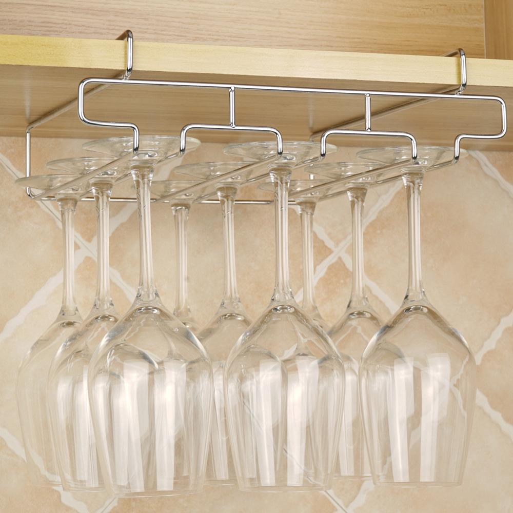 Storage Shelf Organizer Cabinet Bar Stemware Holder Cup Hanger Wine Glass Rack Hanging Rack