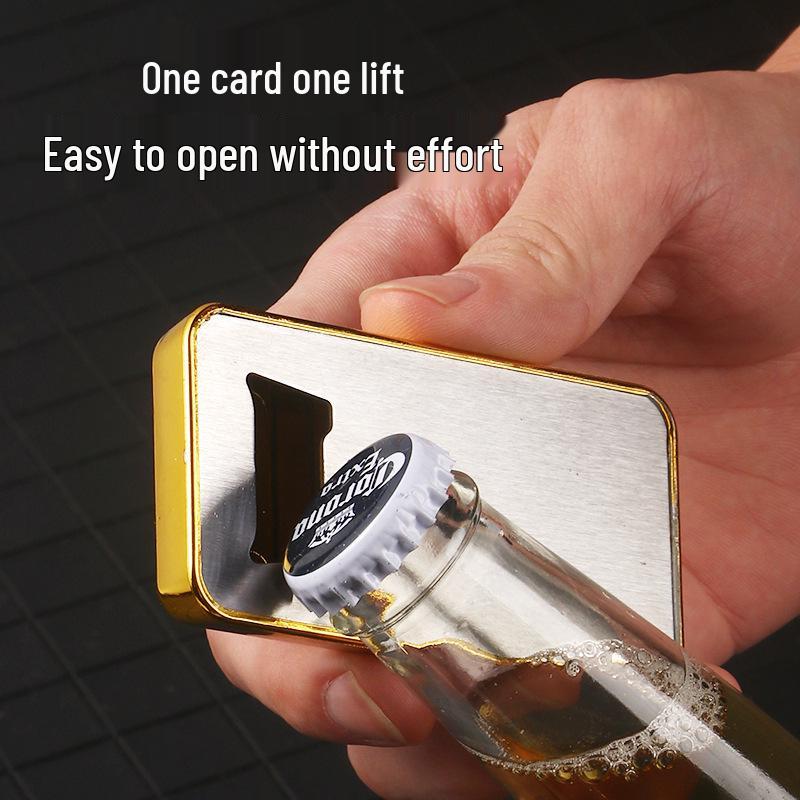 Stainless Steel Gold Brick Card-Style Easy-Pull Wine Opener - Free Shipping for New Customers