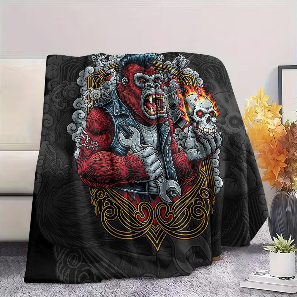 Street dark gorilla wolf truckPrint Flannel Blanket,High quality Comfortable for All Seasons,Home Decor,Warmth and Comfort,Perfect for Christmas Gifts