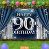 Двумерный фон для фотосъемки 90-летия, темно-синяя серебристая штора и блестящий фон для вечеринки