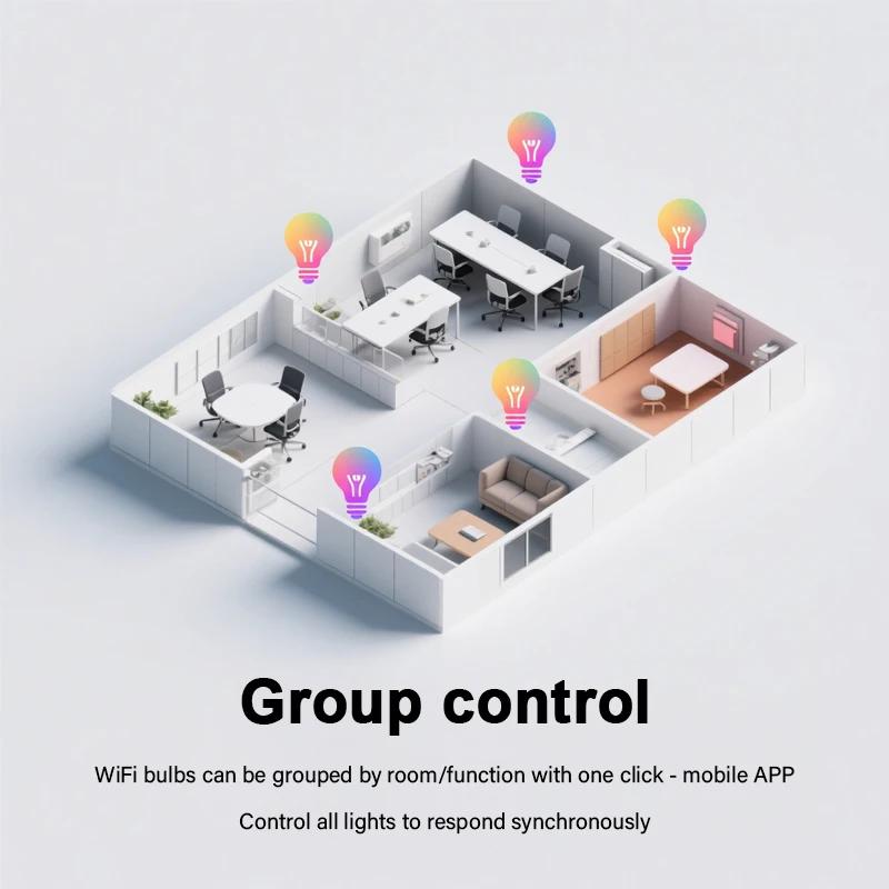 Умная лампочка E27 WiFi/Bluetooth Диммируемая светодиодная лампочка 9 Вт/12 Вт RGBCW 85-265 В Управление через приложение Smart Life Поддержка Alexa Google Home