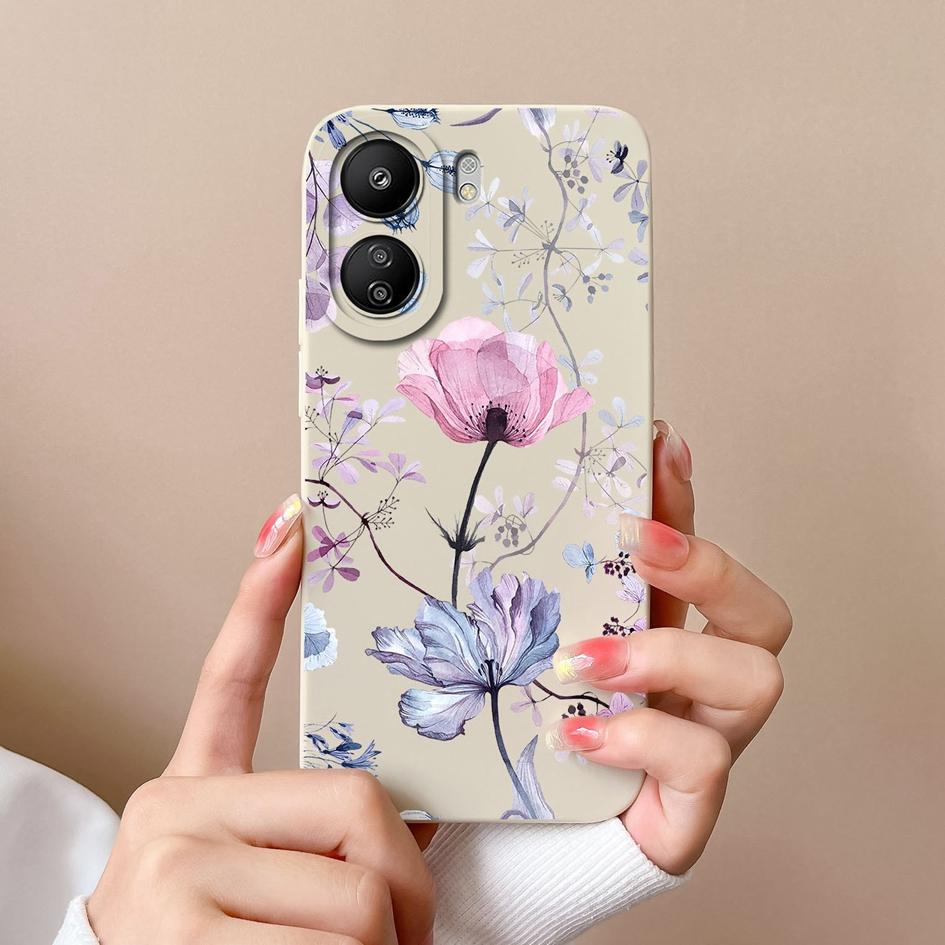Чехлы для Xiaomi Redmi A3 K60 K70 Pro K70E Note 13 Pro 13R 13C, милый матовый жидкий силикон с цветком авокадо, мягкая задняя крышка, защитный чехол для телефона, бампер