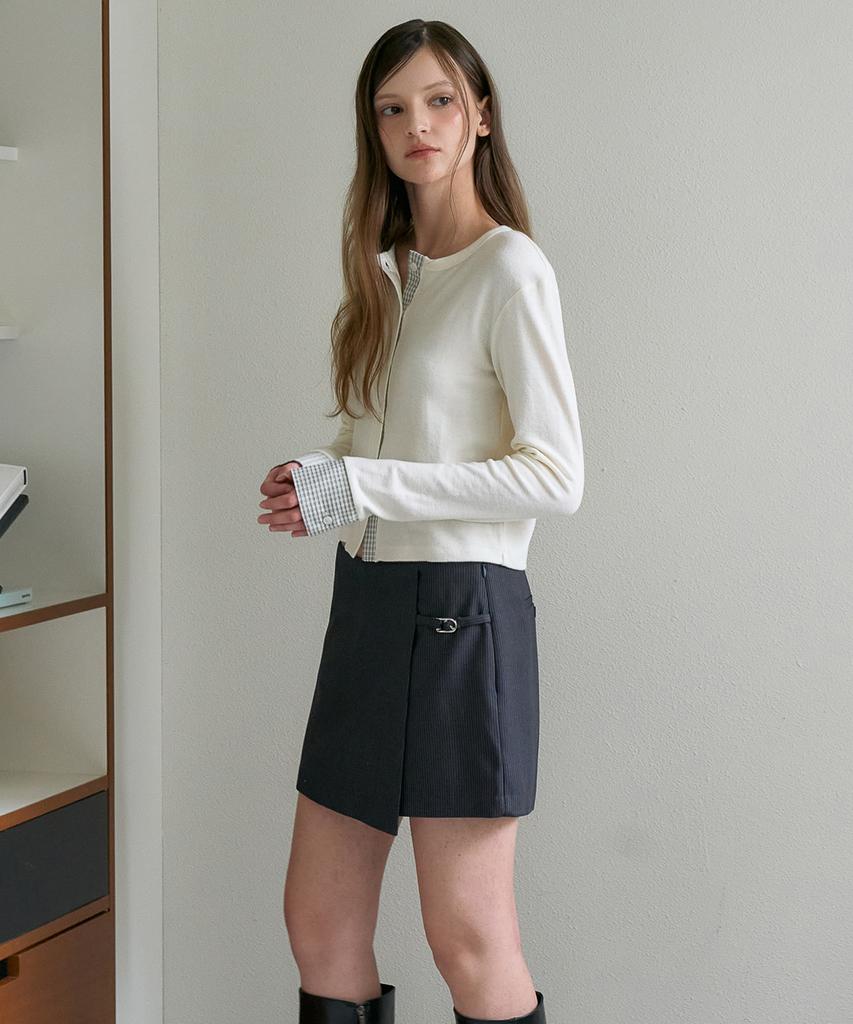 DEHEVE Buckle Wrap Skirt Pants [Charcoal]