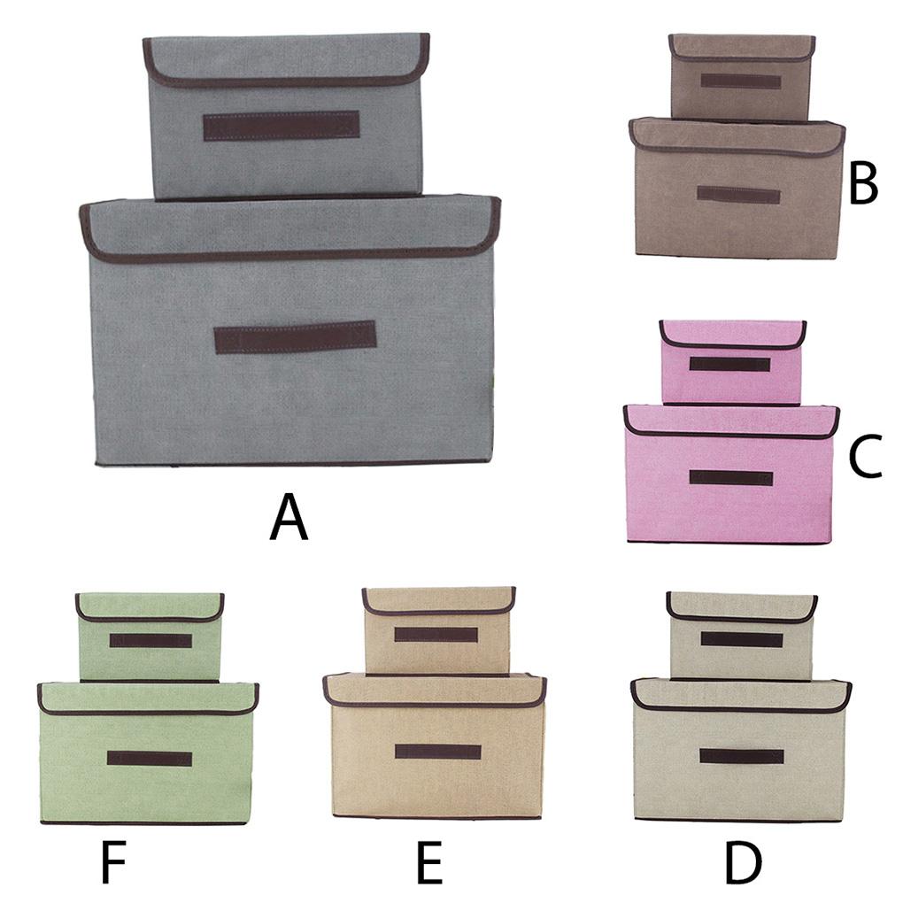 2 шт. складной ящик для хранения нетканый прямоугольный тканевый корзина для одежды игрушки контейнер с крышкой